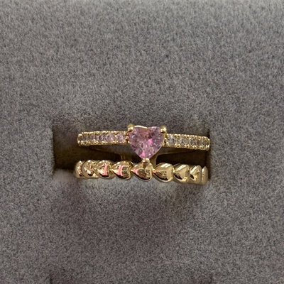 Anillo corazón doble - regulable (Golden)