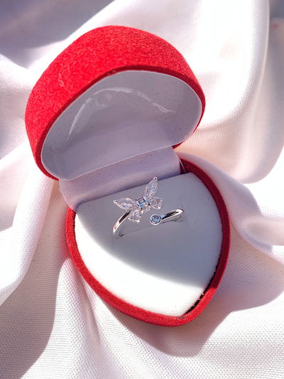 Anillo mariposa - piedra blanca