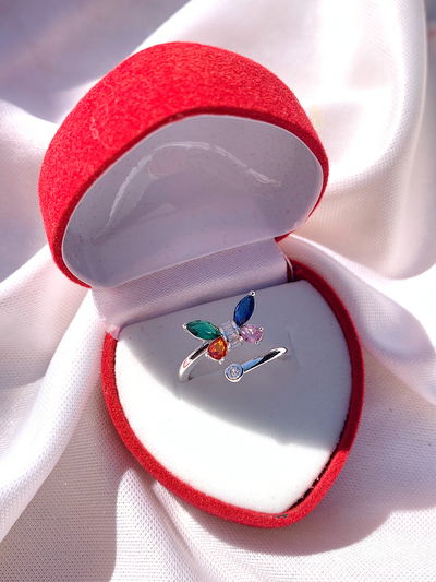 Anillo mariposa - piedra multicolor