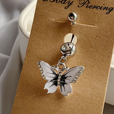 Piercing ombligo butterfly: blanco y negro