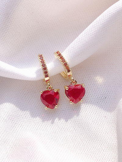 Aros corazón - rojo