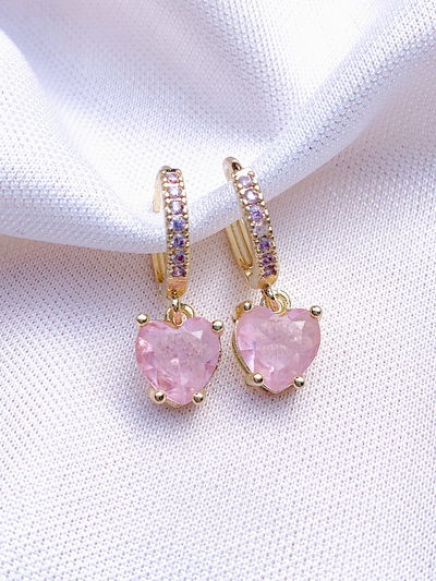 Aros corazón - rosa
