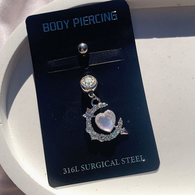 Piercing ombligo lunita: blanco  