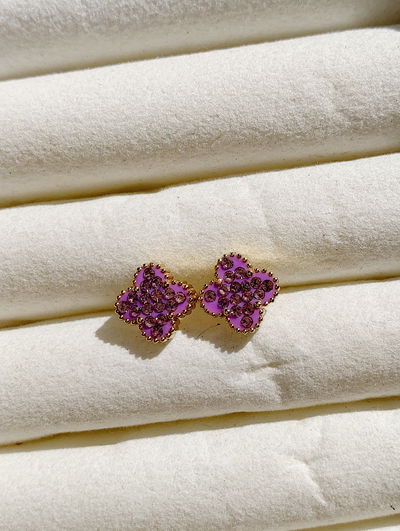 Aros mini trébol - violeta