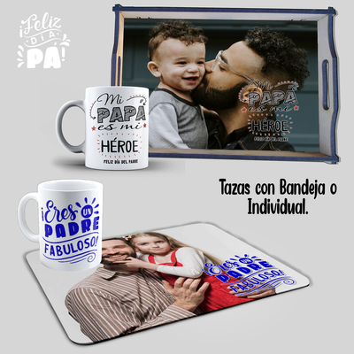 Tazas de Cerámica con Bandeja o Individual.  Día del Padre!! 