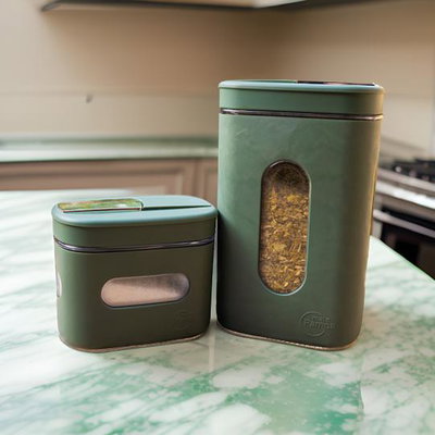 Pamperas Verde Oliva - Kit Yerbera y Azucarera.