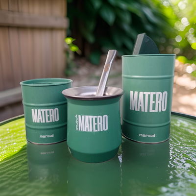 Juego Vertedores + Mate + Bombilla.  Linea Matero Verde