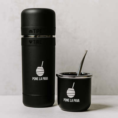 Kit Yerbera y Azucarera 3 en 1 + Ecomate Negro - Pone La Pava