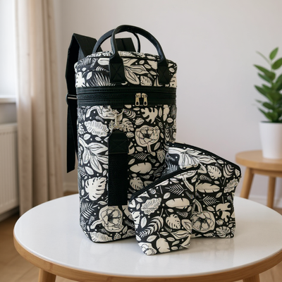 Mochila Matera con yerbera y azucarera Flores