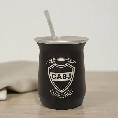 Mate aluminio Boca Juniors con bombilla