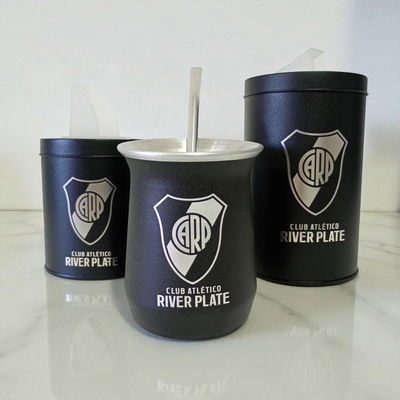 Mate de Aluminio c/bombilla + vertedores River Plate