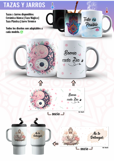 Tazas y Jarros Diseños Mandalas y Mantras.