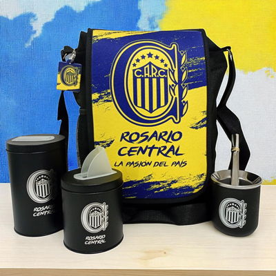 Combo Matero Bolso + Latas + Mate Acero Inox. Rosario Central