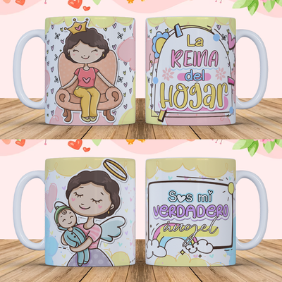 Tazas con Foto y Frases coloridas Día de la Madre de Cerámica o Plástica