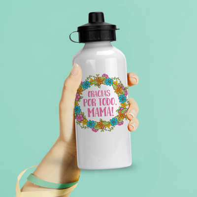 Botella Aluminio doble tapa 600ml - Diseños Día de la Madre