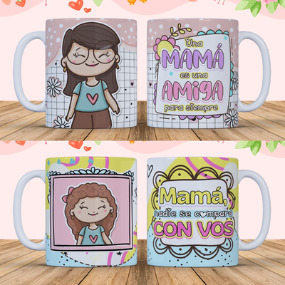 Tazas con Foto y Frases coloridas Día de la Madre de Cerámica o Plástica