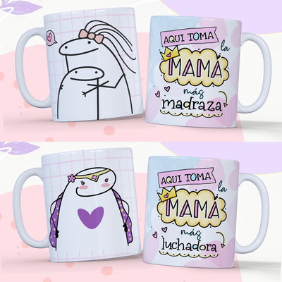 Tazas Flork Aquí Toma Día de la Madre de Cerámica o Plástica