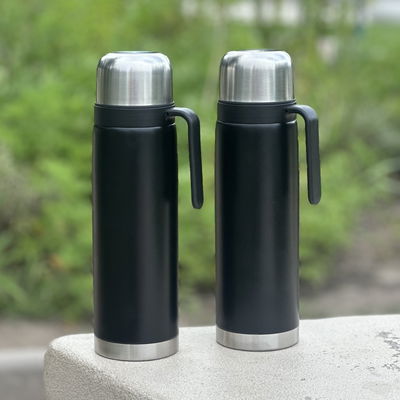 Termo Acero Inoxidable 1L Negro - Media Manija