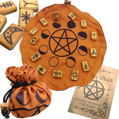 Runas Wicca set con bolsa-paño