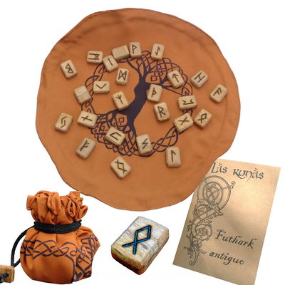 Runas Vikingas Futhark Antiguo set con bolsa-paño