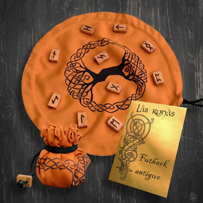 Runas Vikingas Futhark Antiguo set con bolsa-paño