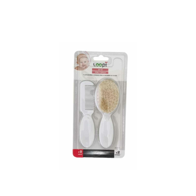 Set de peine y cepillo cerdas naturales Love
