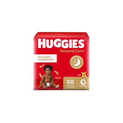 Pañal Huggies Natural Care ahorropack G x 60