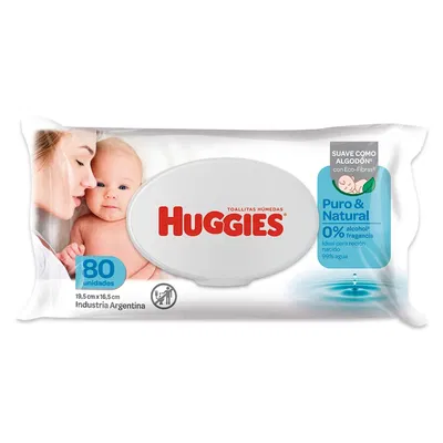 Toallas Húmedas Huggies Puro y natural x  80