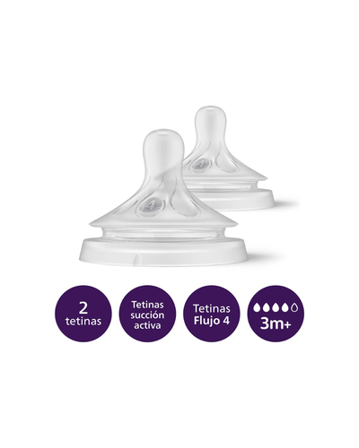 2 Tetinas +3m Para Mamadera Natural Response Avent Philips