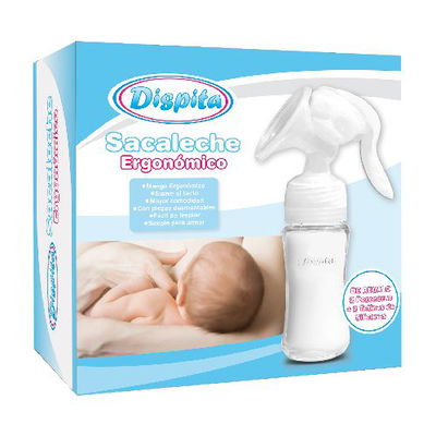 Saca leche Ergonomico Manual con Mamadera de Vidrio Dispita