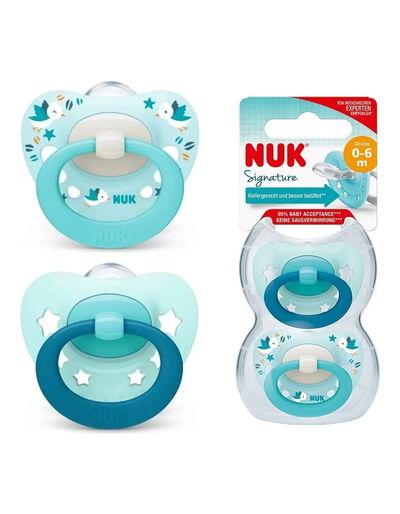 Set x2 Chupetes Silicona Celeste Signature 0-6m NUK