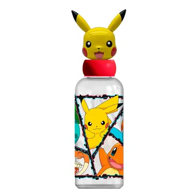 Botella 560 ml. con tapa figura 3D Pikachu