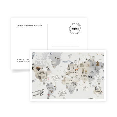 Postal Viaje Mapa Mundi 