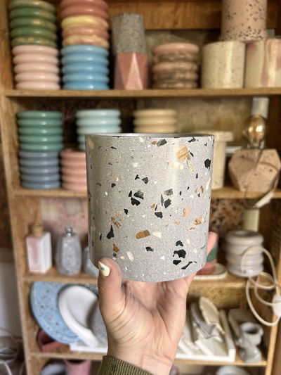 Maceta cilindro N°10 - En terrazzo