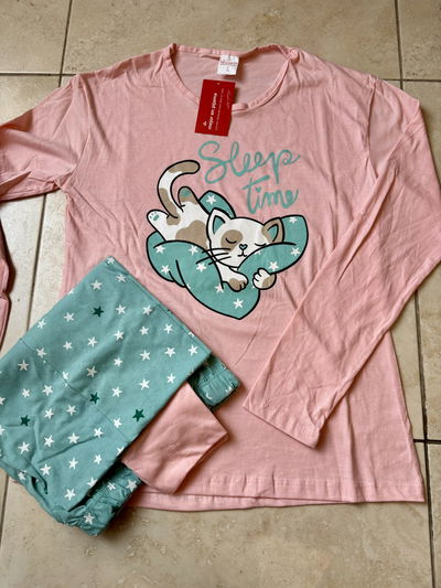 Pijama de algodón estampa gatitos 