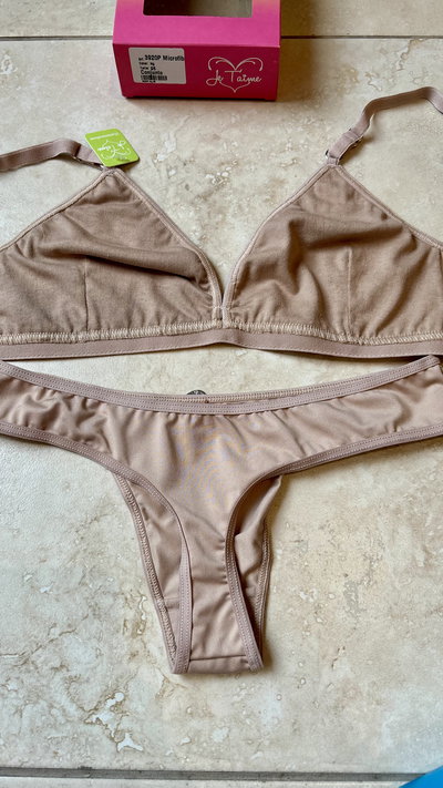 Conjunto de algodón y microfibra con colaless "Je Taime" Art.3920