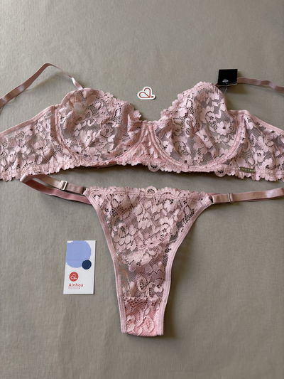 Conjunto de microfibra y puntilla con aro y less regulable "Sexy Lali" Art.2094