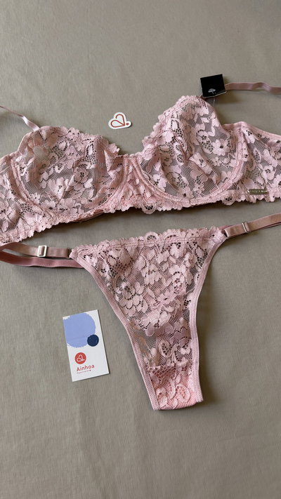 Conjunto de microfibra y puntilla con aro y less regulable "Sexy Lali" Art.2094