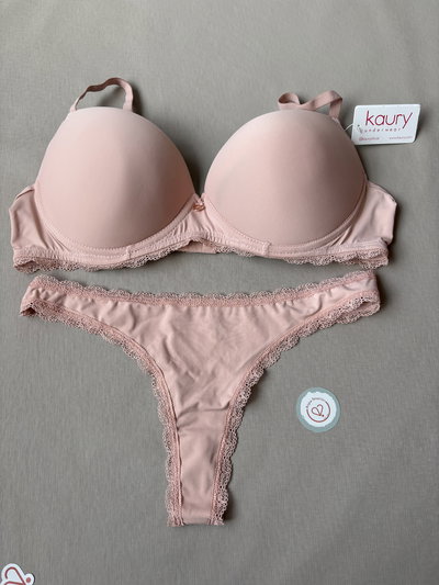 Conjunto de microfibra y puntilla taza soft push up con colaless "Kaury" Art.4790