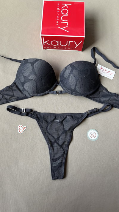 Conjunto de encaje con taza soft push up con colaless regulable "Kaury" Art.8231