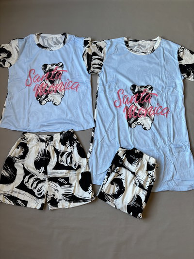 Pijama 4 piezas: remera, remeron, short y pantalón largo