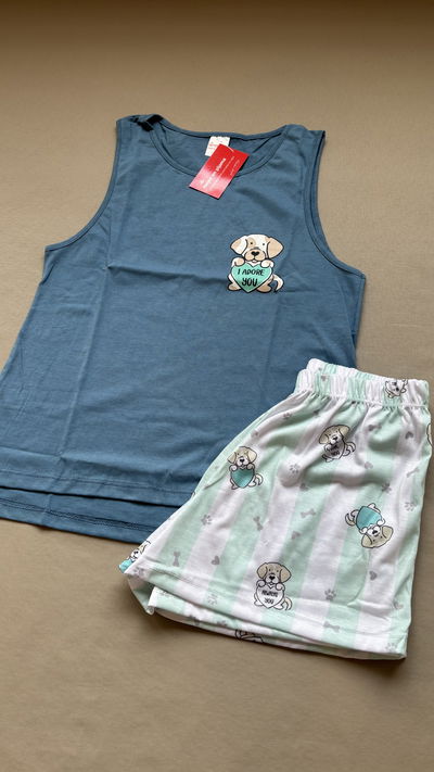 Pijama musculosa y short perrito