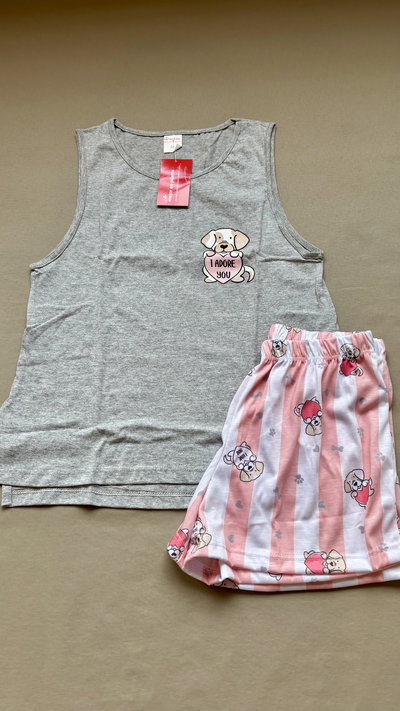 Pijama musculosa y short perrito