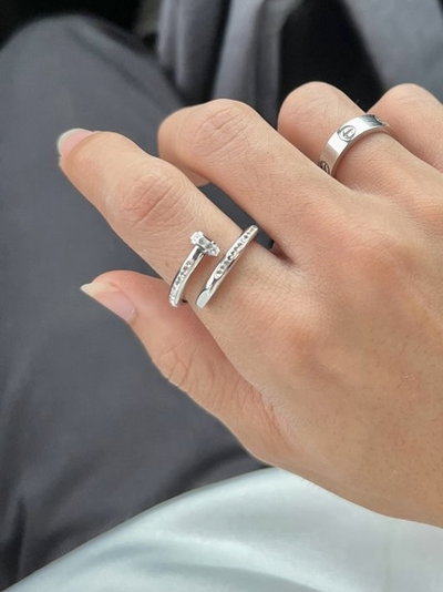 Anillo clavo silver con strass