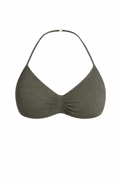 TOP HALTER CORTO GRIS OSCURO