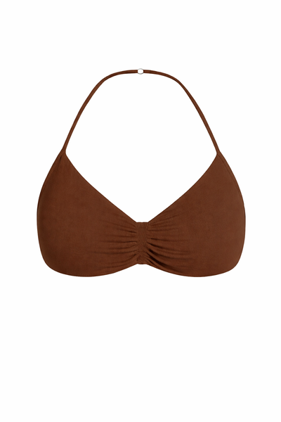 TOP HALTER CORTO MARRON
