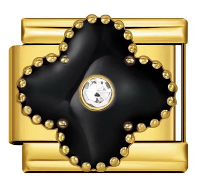 Charm TREBOL BRILLO negro dorado