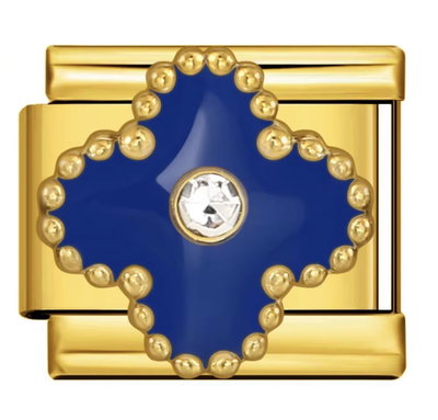 Charm TREBOL BRILLO azul dorado