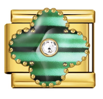 Charm TREBOL BRILLO verde y dorado