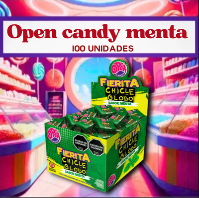 Open Candy fierita chicle sabor menta 100 unidades 